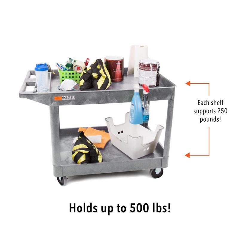 Stand Steady Tubstr 2 Shelf Utility Cart - Extra Large Size - Gray