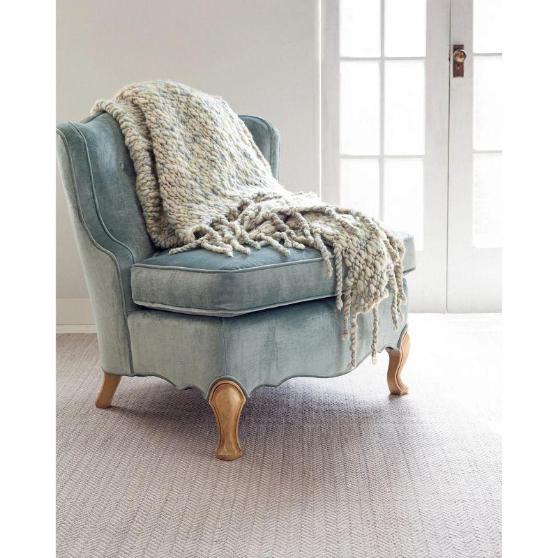 Herringbone Dove Grey Handwoven Cotton Rug