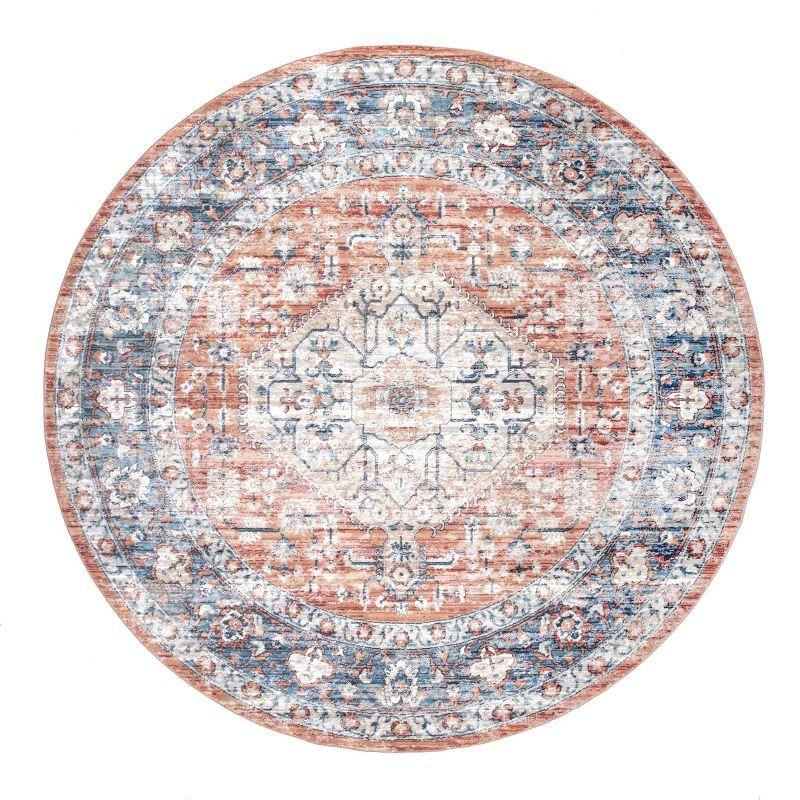 Nuloom Zara Medallion Oval 5x8 Indoor Area Rug for Living Room Bedroom Dining Room Kitchen, Rust/Blue