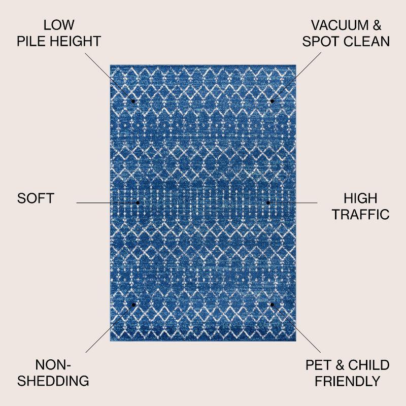 JONATHAN Y Moroccan HYPE Boho Vintage Diamond Blue/White 4 ft. x 6 ft. Area Rug