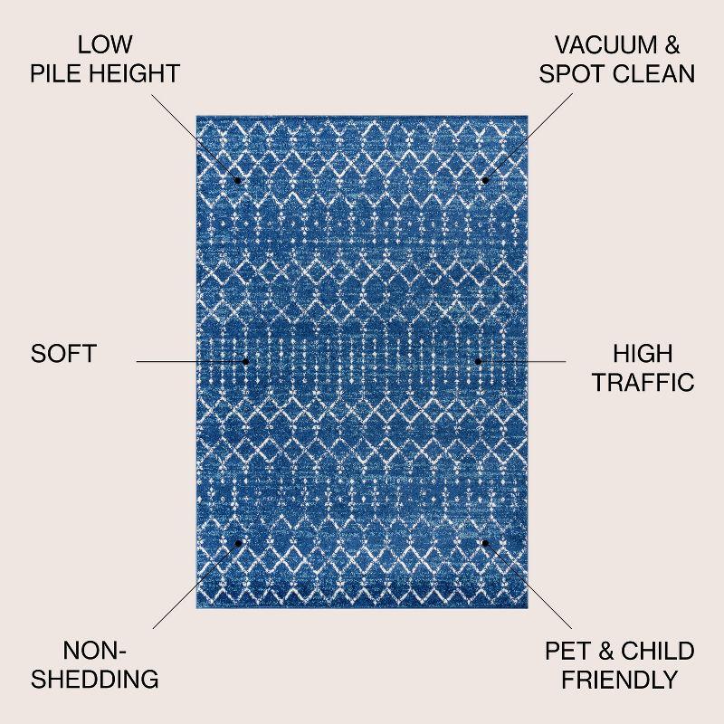 Blue and White Moroccan Trellis Reversible Area Rug