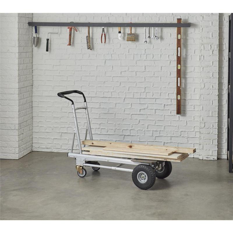 COSCO Folding 4-in-1 Hand Truck with Folding Toe Plate and Flat-Free Wheels, Silver/Black