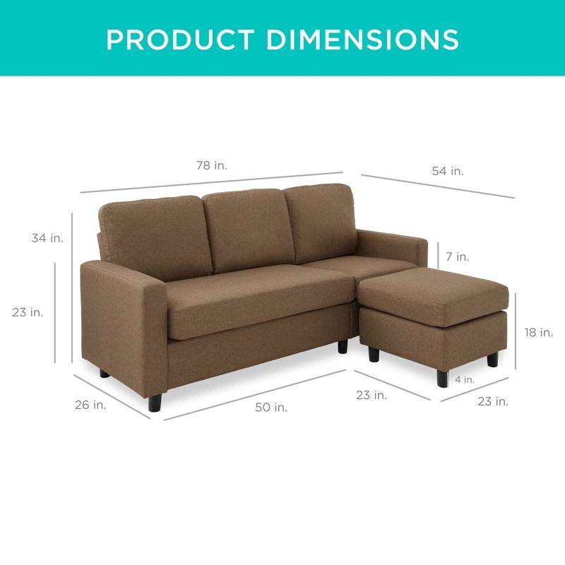 Best Choice Products Linen Sectional Sofa Couch w/ Chaise Lounge, Reversible Ottoman Bench