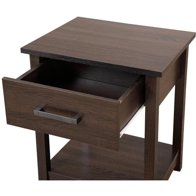 Salem Dark Brown 1-Drawer Nightstand with Open Shelf