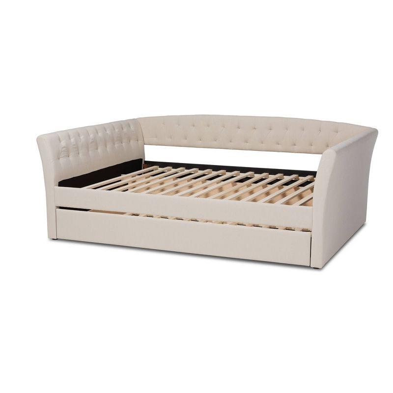 Delora Upholstered Daybed with Trundle Beige - Baxton Studio