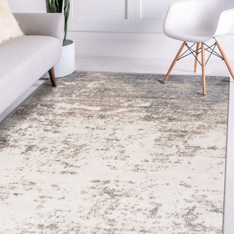 Coastal Abstract Gray Synthetic 5' x 7' Easy-Care Area Rug