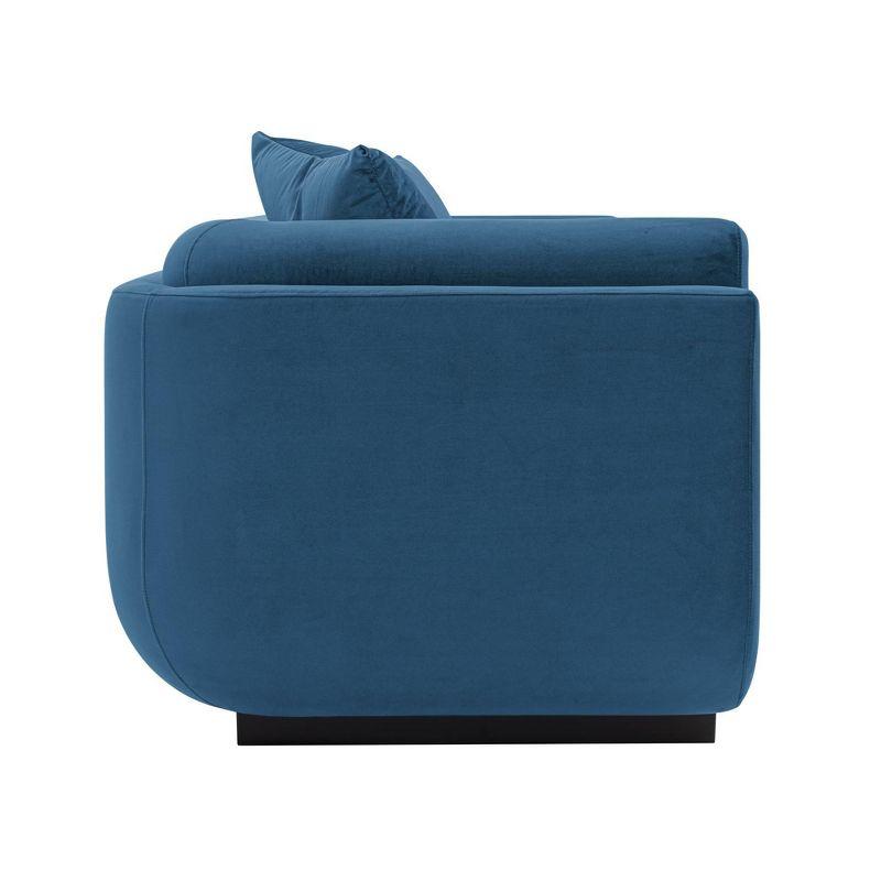 Edmonda Contemporary Velvet Upholstered Sofa with Pillows Sapphire Blue - Manhattan Comfort: Pine Wood Frame, Metal Base