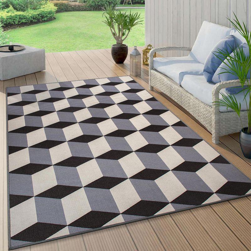 World Rug Gallery Contemporary Geometric Flatweave Indoor/Outdoor Area Rug