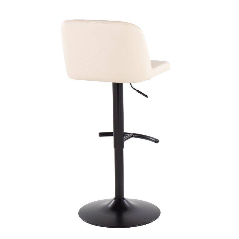 Set of 2 Toriano PU Leather/Steel Barstools Black/Cream - LumiSource: Adjustable, Swivel, Footrest