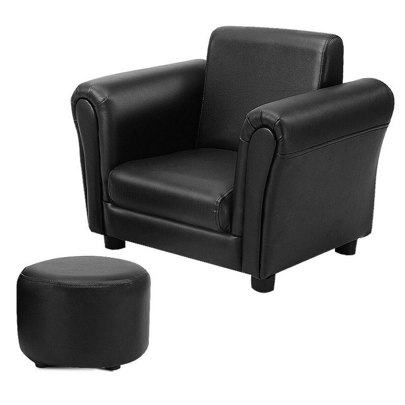 Costway Kids Sofa Armrest Chair Couch Children Toddler Birthday Gift w/ Ottoman Black