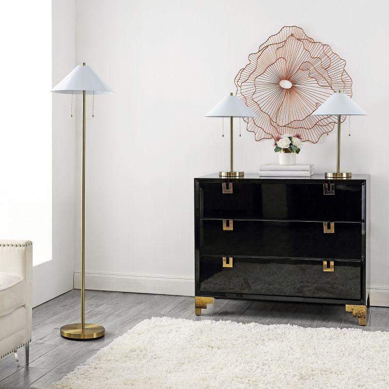 Prisma Floor And Two Table Lamps - Set of 3 - FLT4001 - Gold/White - Safavieh