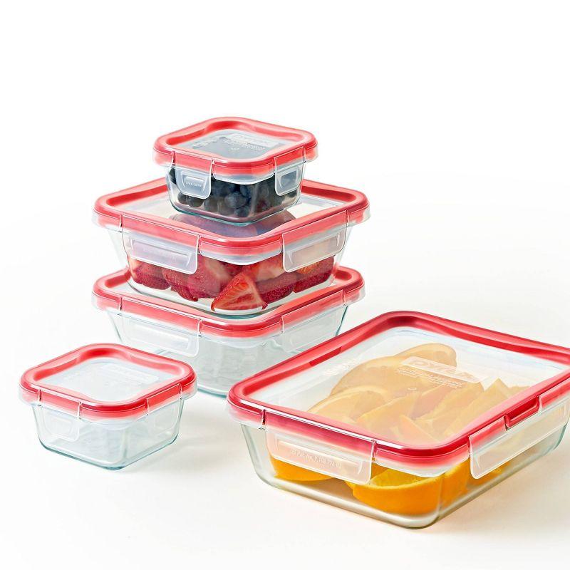 Pyrex 10-Piece Clear Glass Storage Set with Red Lids