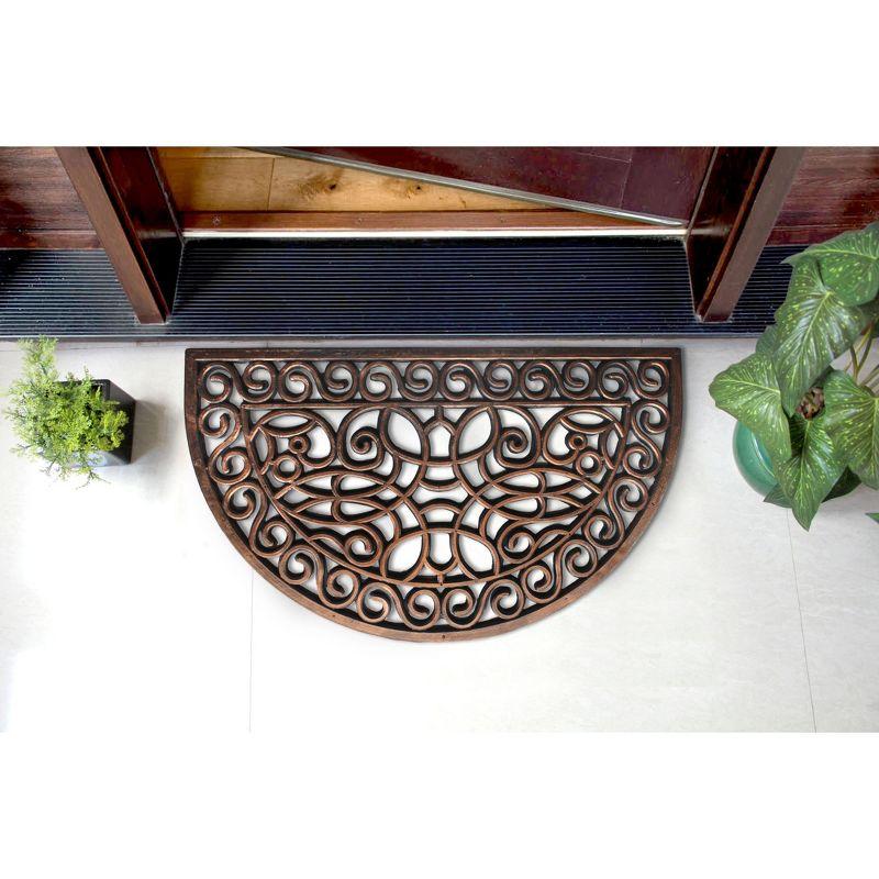 RugSmith Bronze Moulded Trellis Half-round Rubber Doormat Doormat