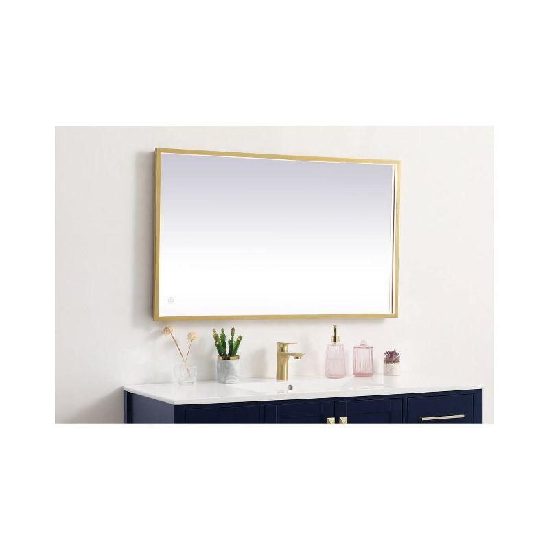 Elegant Lighting Pier 24x30 inch LED Mirror with Adjustable Color Temperature 3000K/4200K/6400K in Brass