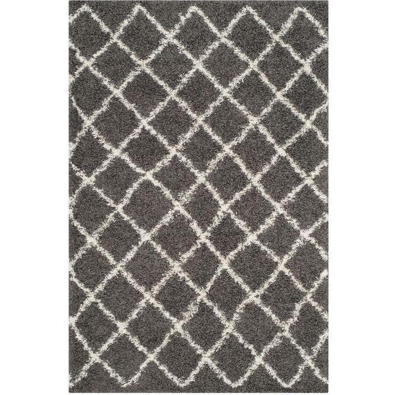 Dallas Shag SGD258 Power Loomed Indoor Area Rug - Dark Grey/Ivory - 5'1"x7'6" - Safavieh.