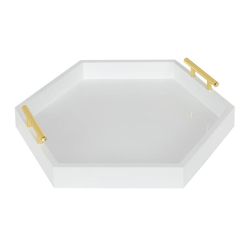 Kate and Laurel Lipton Tray, 18x18, White and Gold
