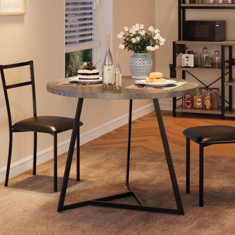 17 Stories Dining Table Set For 2, Round Kitchen Table And Upholstered Chairs For 2, 3 Piece Dining Room Table Set