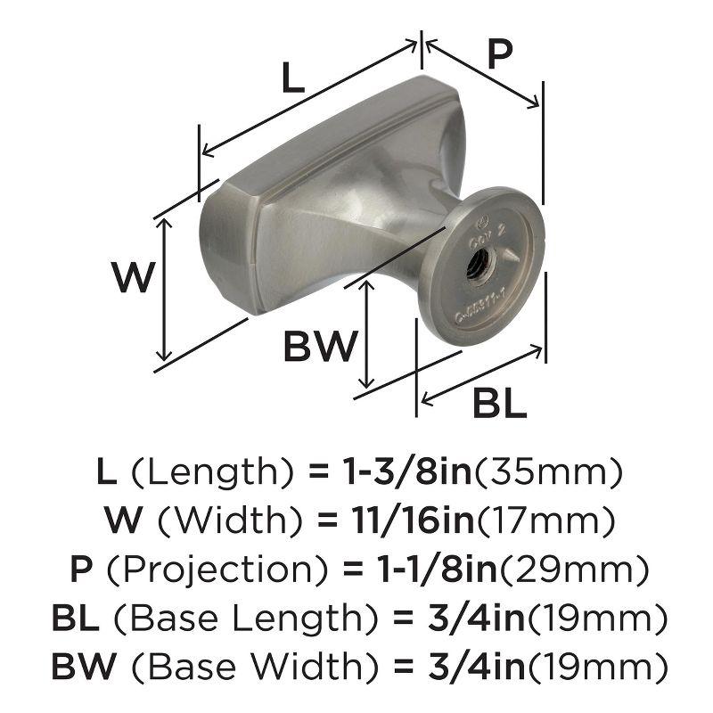 Amerock Highland Ridge 1-3/8 inch (35mm) Length Satin Nickel Cabinet Knob