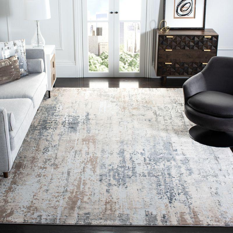 Invista 6'7" Square Gray and Cream Abstract Area Rug