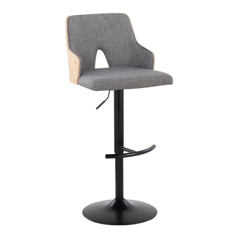 LumiSource Set of 2 Stella Adjustable Swivel Barstools Black/Natural Wood/Light Gray