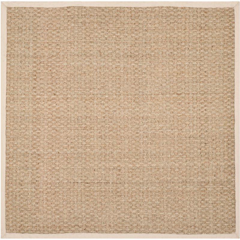 Natural Ivory Square Seagrass and Cotton Area Rug