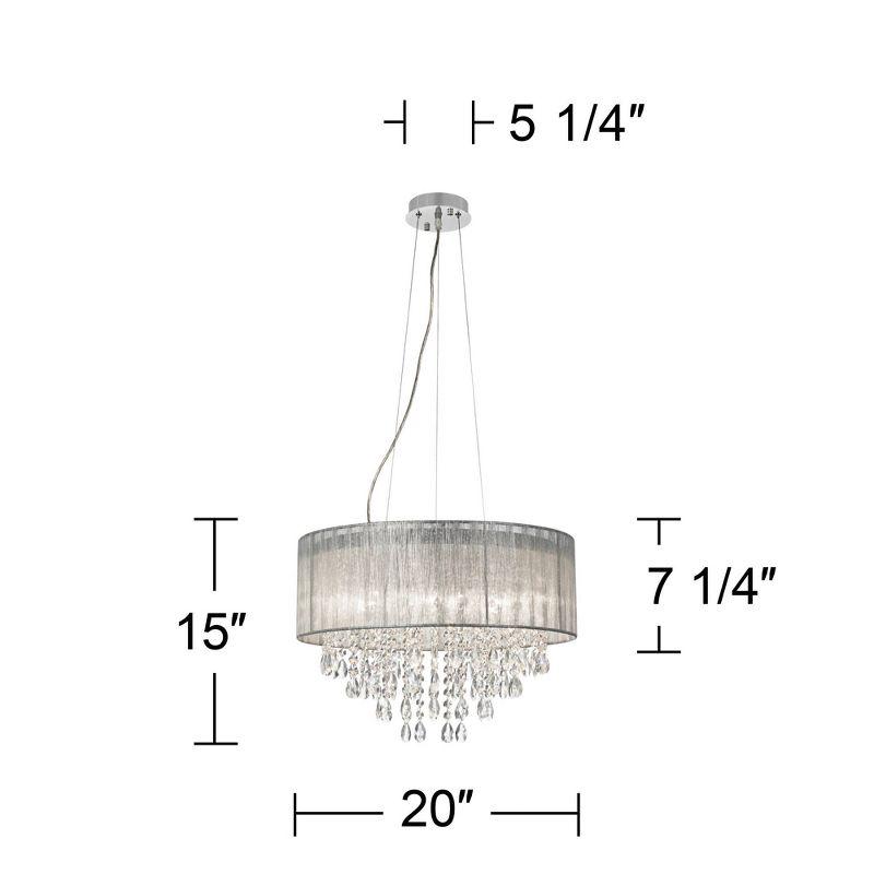 Possini Euro Design Jolie Chrome Chandelier Lighting 20" Wide Modern Crystal Silver Fabric Shade 7-Light Fixture for Dining Room House Kitchen Island