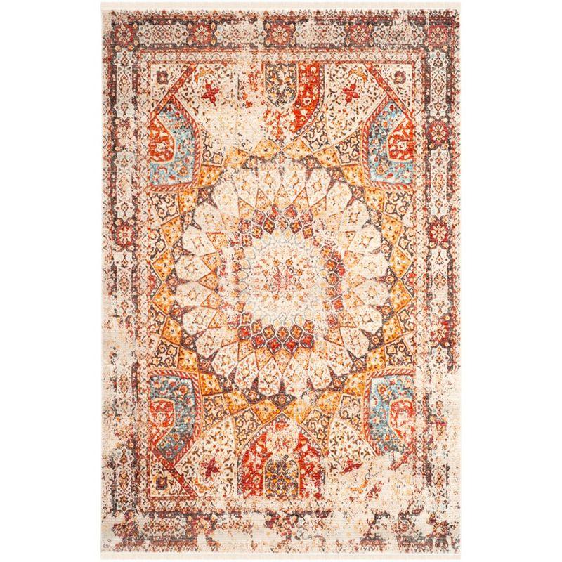 Vintage Persian Cream and Rust 4' x 6' Area Rug