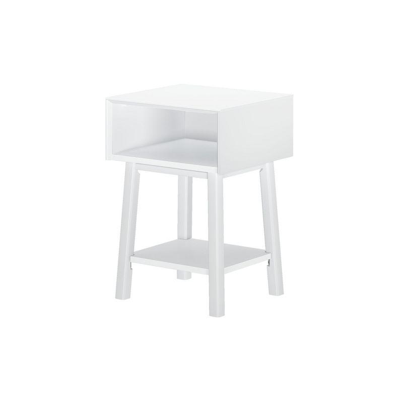 Plank+Beam Mid - Century Modern Nightstand with Cubby Shelf, Solid Wood Bedside Table for Bedroom