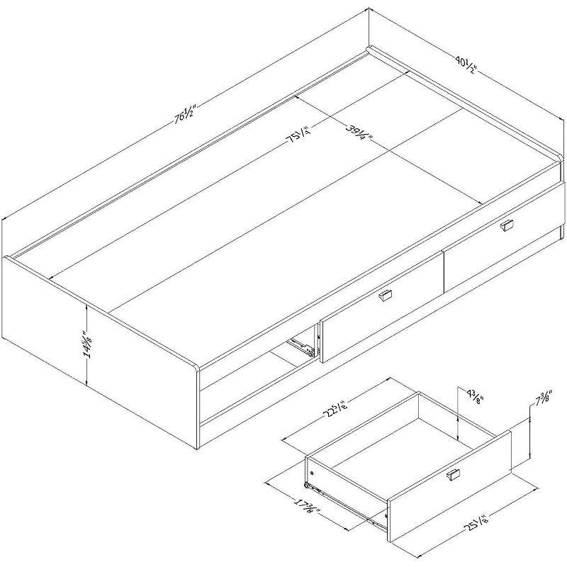 South Shore Spark Twin Drawers Sleigh Bed