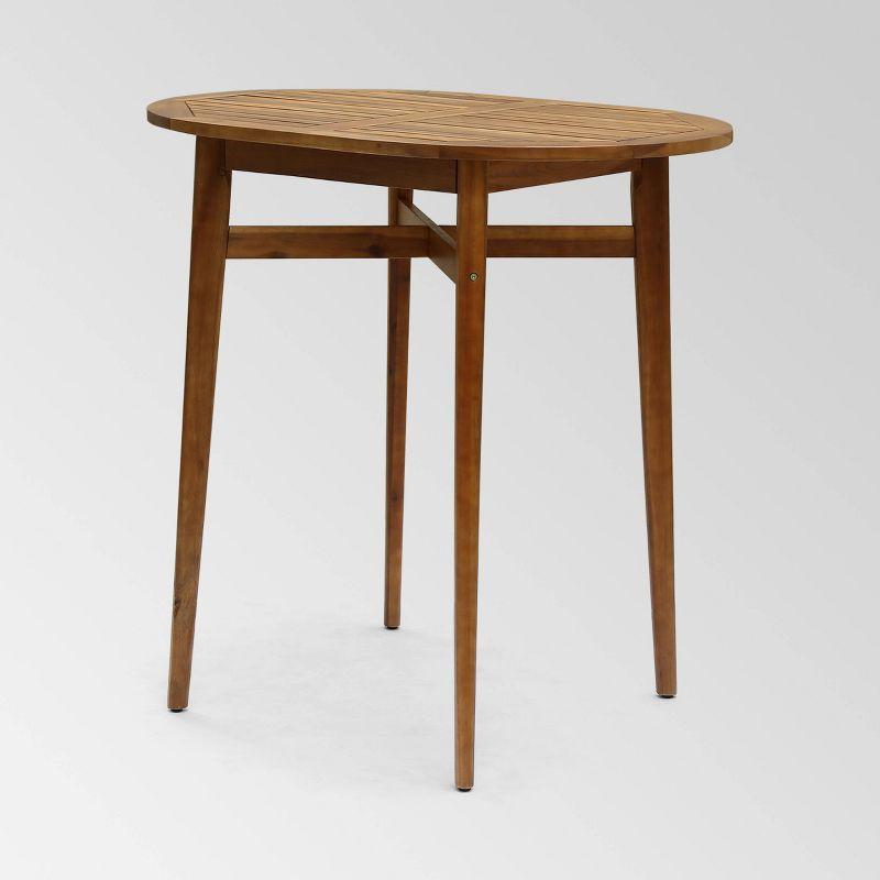 Stamford Acacia Wood Oval Rustic Bar Table Teak - Christopher Knight Home: Weather-Resistant, Patio Dining