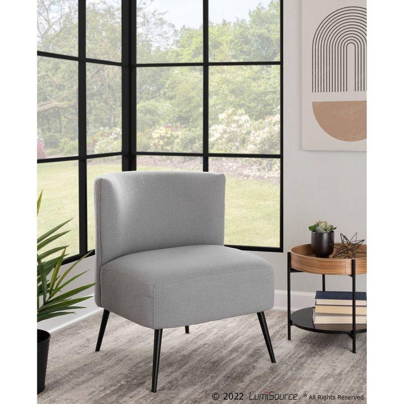 Fran Contemporary Upholstered Slipper Chair: Padded, Metal Legs, Faux Shearling - LumiSource