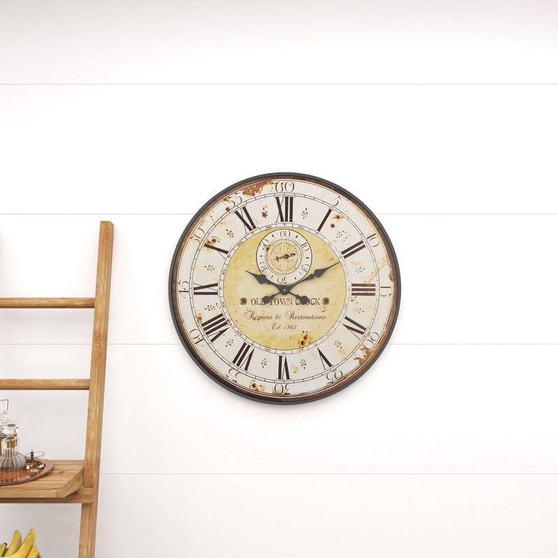 Vintage Wood Wall Clock with Typography Brown - Olivia & May