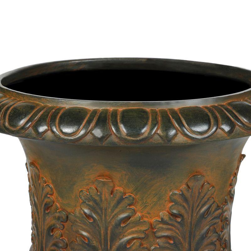 LuxenHome Weathered Brown Decorative MgO Urn Planter