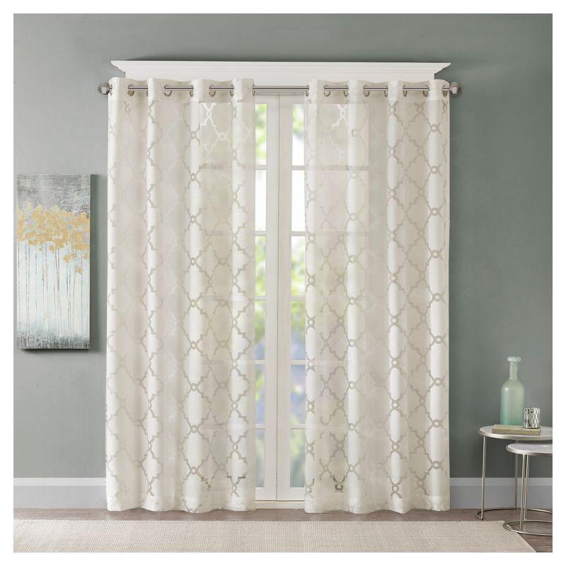 Eden Fretwork Burnout Sheer Curtain Panel