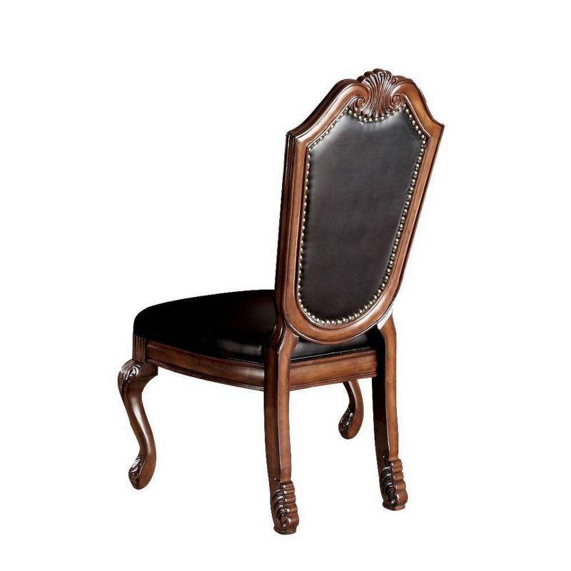 Acme Furniture Chateau De Ville Dining Chairs Black Synthetic Leather/Cherry Finish