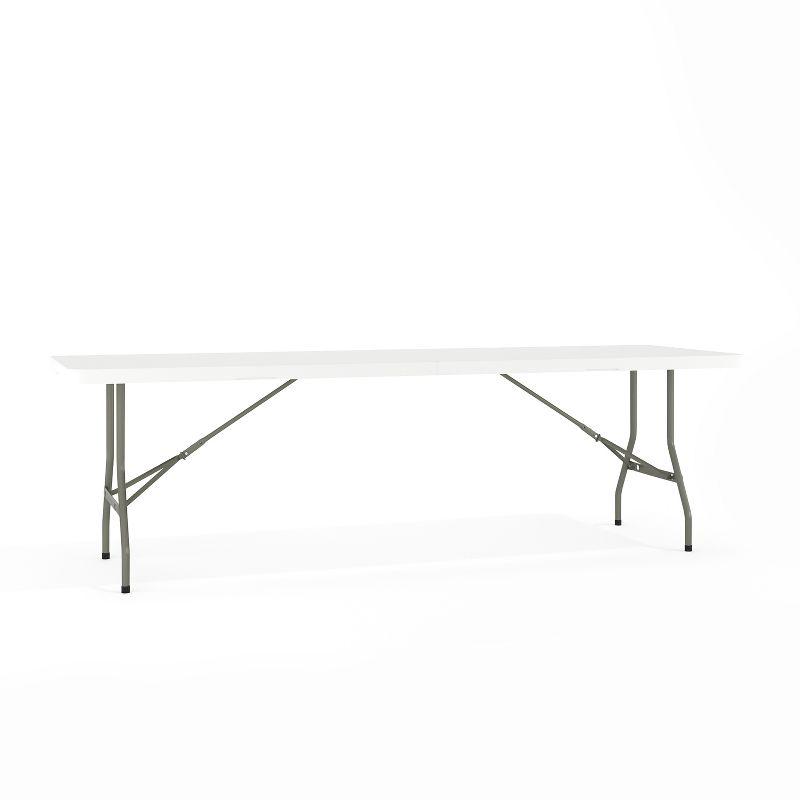 8-Foot Bi-Fold Plastic Banquet and Event Folding Table with Carrying Handle