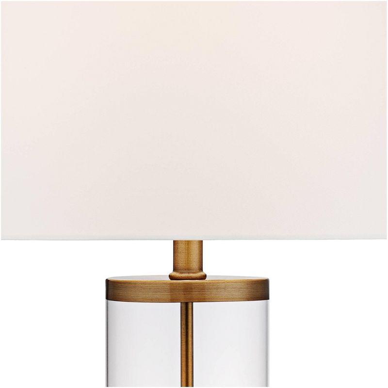 360 Lighting Coastal Table Lamp 26" High Glass Cylinder Gold Fillable White Drum Shade for Living Room Family Bedroom Bedside Nightstand