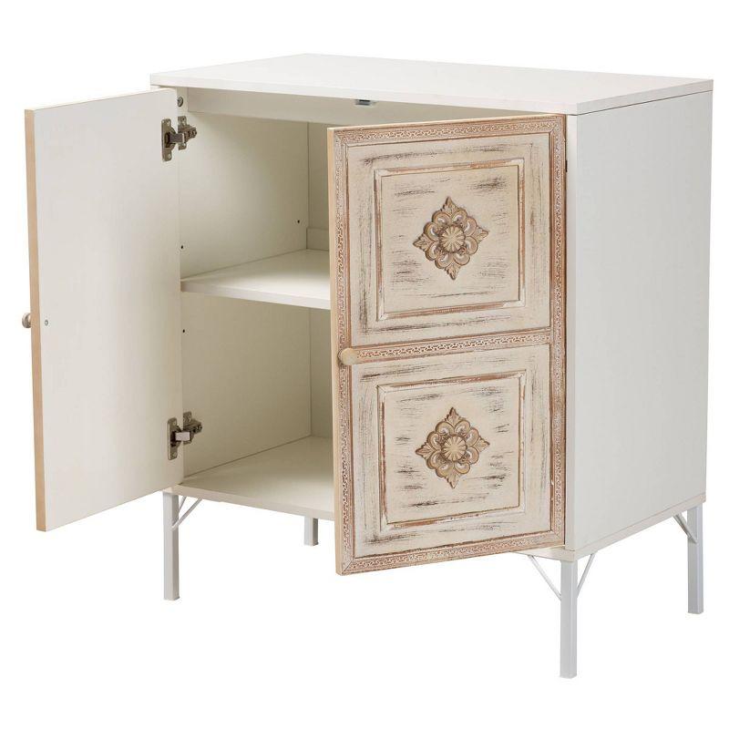 Favian Two-Tone Floral Embellished Wood and Metal Sideboard