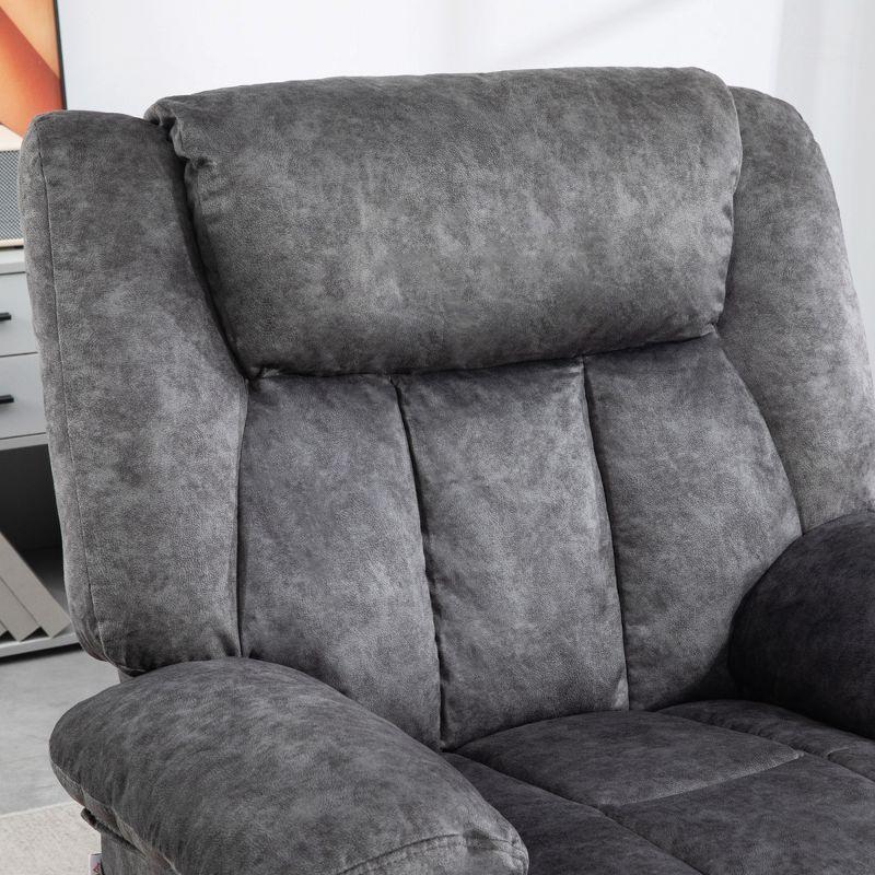 HOMCOM Swivel Rocker Chair, Fabric Upholstered Recliner Chair with Cushion, with Footrest, Side Pockets, Charcoal Gray