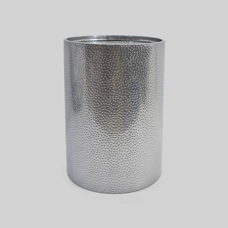 Braeburn Modern Round Accent Table Silver - Christopher Knight Home: Hammered Iron, Cylindrical, No Assembly Required