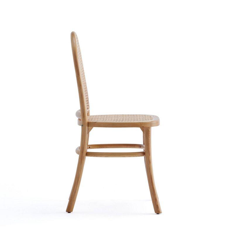 Elegant Natural Ash Wood and Cane Side Dining Chair, Set of 2