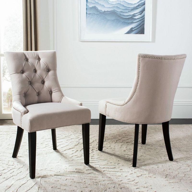 Elegant Taupe Linen and Birch Wood Parsons Side Chair Set