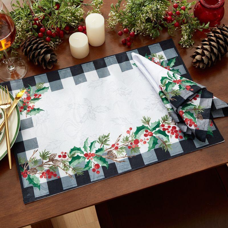 Holly Farmhouse Charm Holiday Fabric Placemats, Set of 4 - Multicolor - 13x19