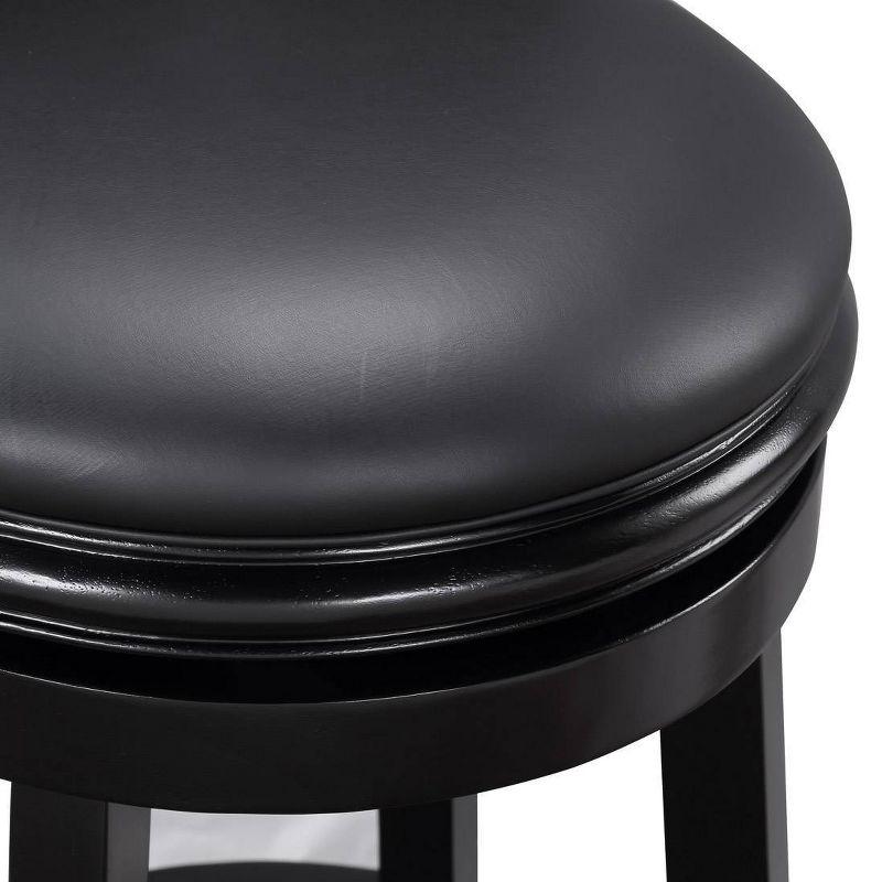 Augusta 29" Black Faux Leather Swivel Wood Bar Stool