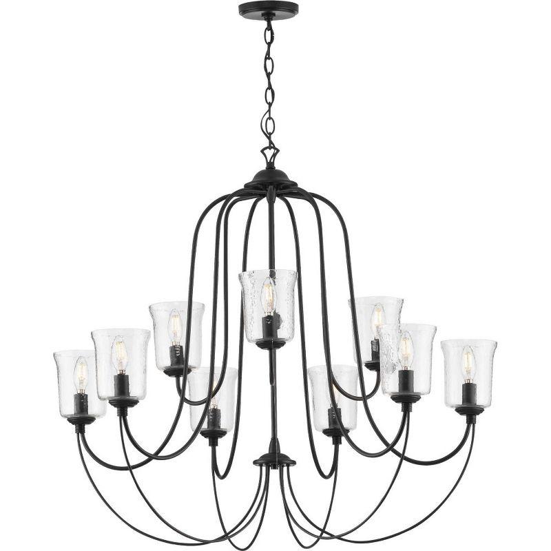 Progress Lighting, Bowman Collection, 9-Light Chandelier, Matte Black, Clear Glass Shades