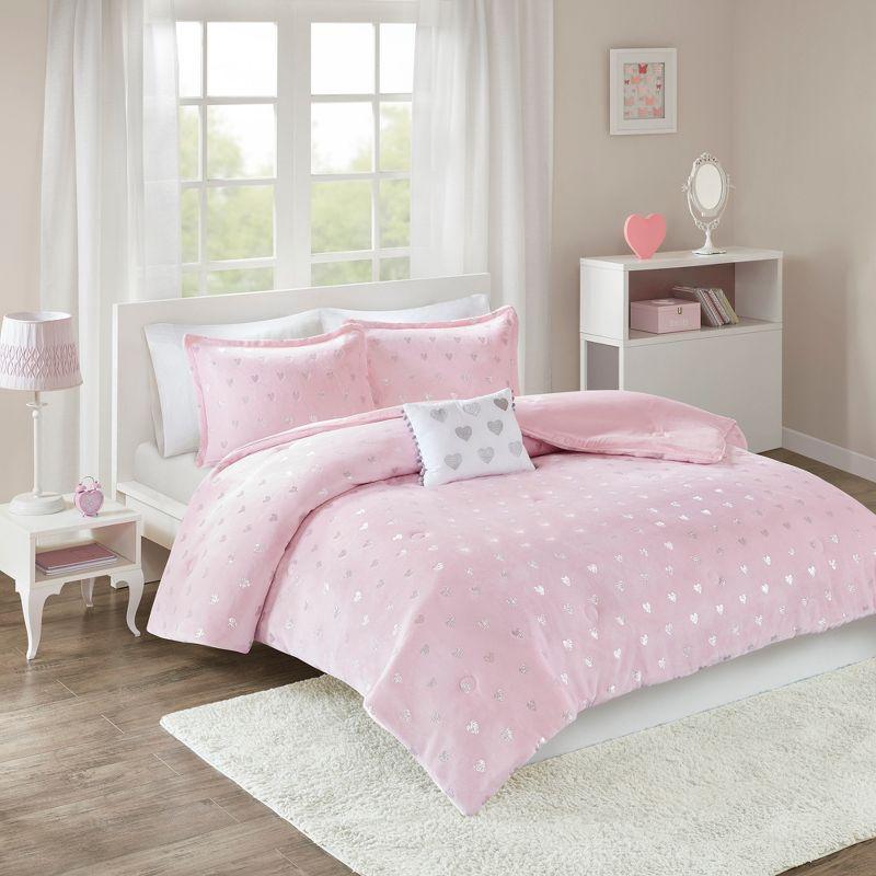 Intelligent Design Rosalie Metallic Printed Plush Comforter Set