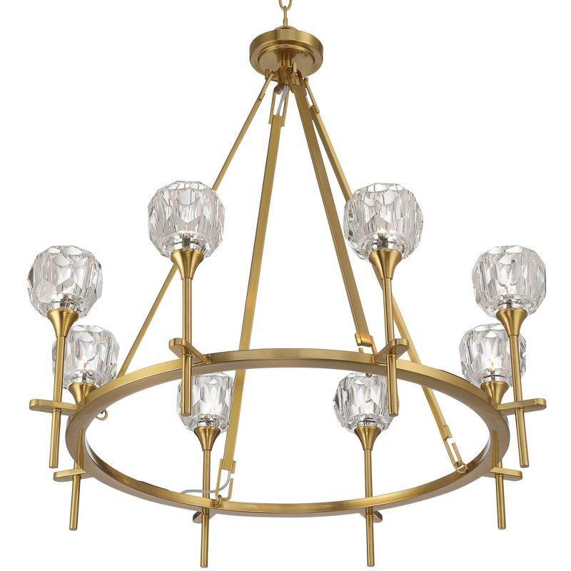 Possini Euro Design Francie Soft Gold Ring Chandelier 32" Wide Modern Clear Crystal Glass 8-Light Fixture for Dining Room House