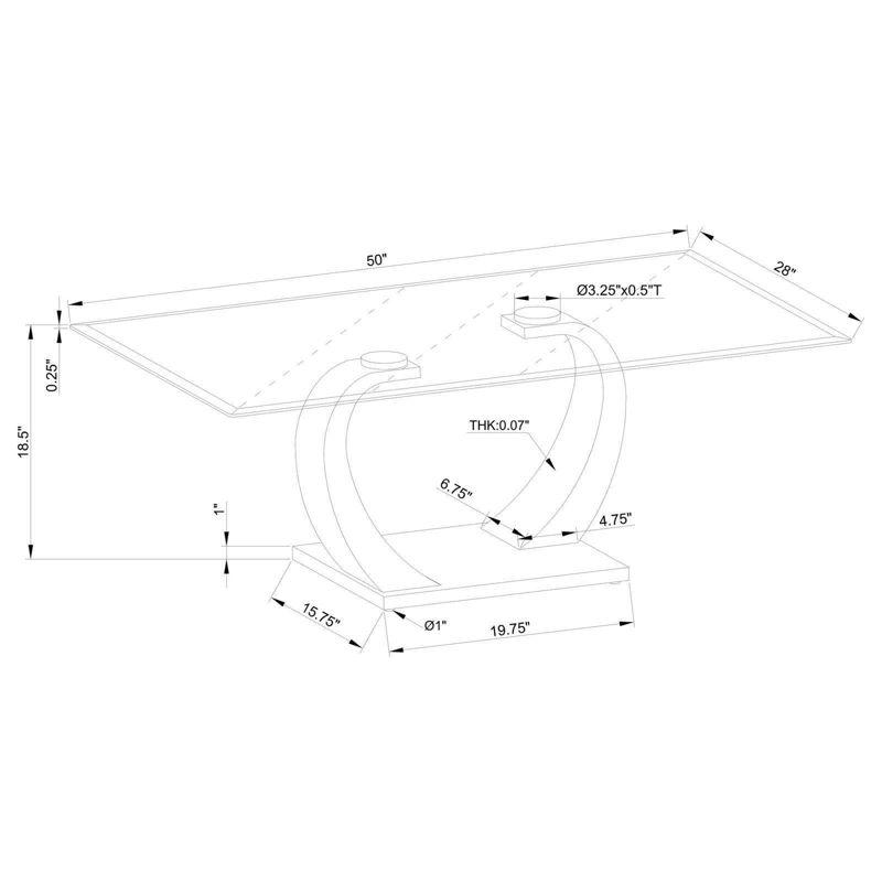 Coaster Pruitt Modern Glass Top Coffee Table Clear /Satin