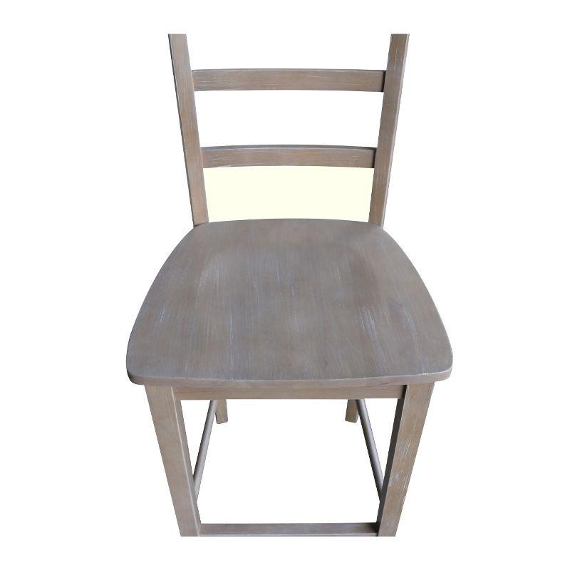 International Concepts 24" Madrid Counter Height Barstool Washed Gray/Taupe : Hardwood Ladder-Back, Spot Clean