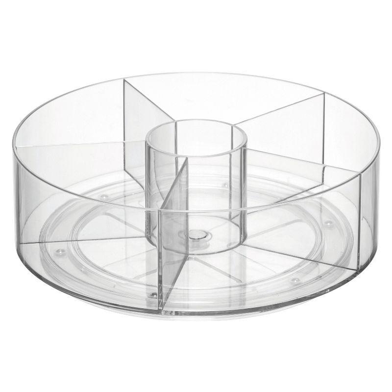 iDesign Cabinet Binz 9" Divided Rotating Turntable Tea Packet Organizer, Clear